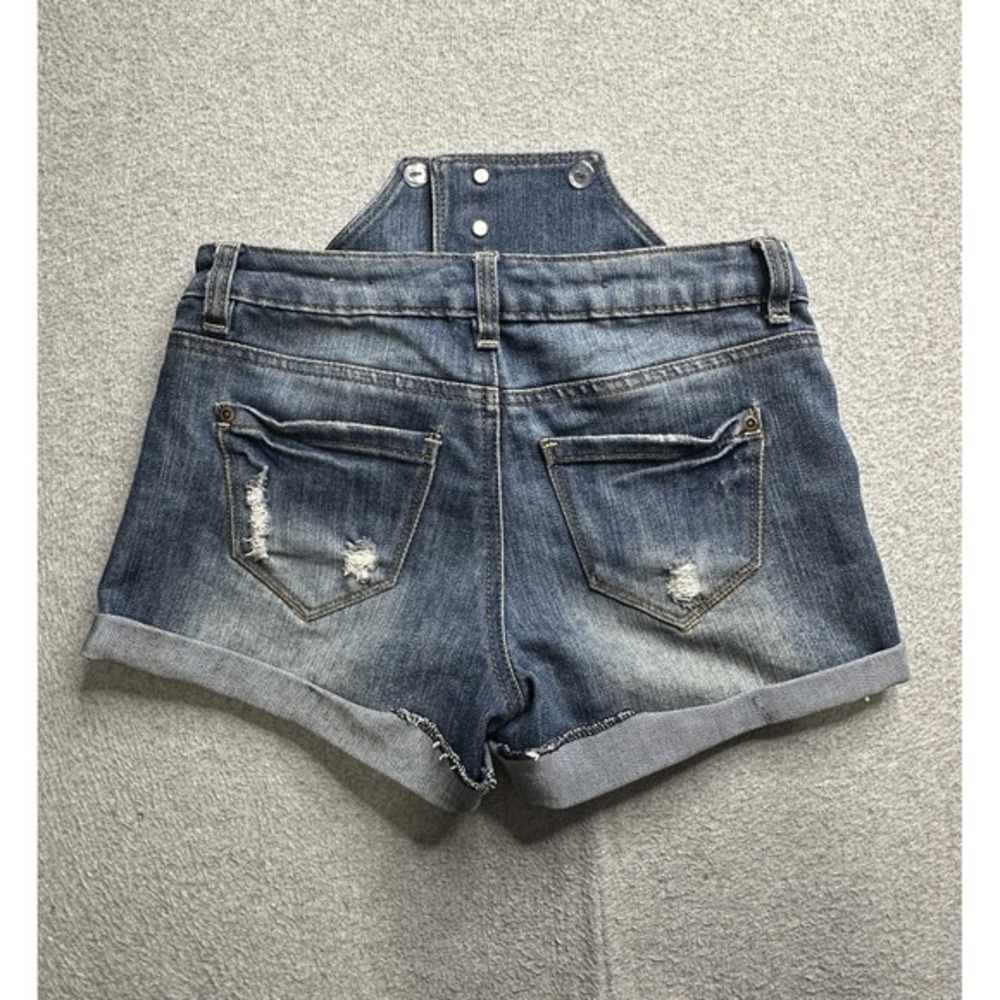 Dollhouse Denim Shorts Womens 0 Blue High Rise Button Fly Distressed Jean Y2K